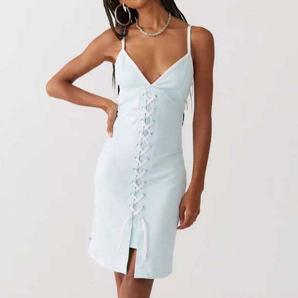 Light Blue Adidas Lace-Up Dress - Picture 1 of 3